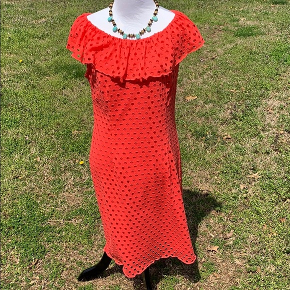 dressbarn Dresses & Skirts - Dress barn eyelet coral lined sleeveless dress 10